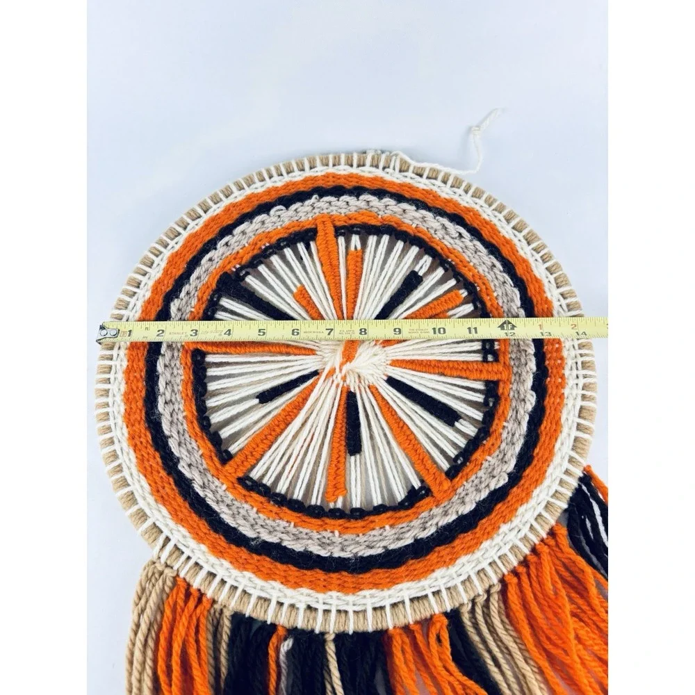 Vintage Handmade Macrame Round Fringe Tassles Wall Hanging Decor Boho Retro